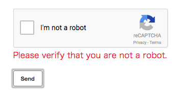 Message to require reCAPTCHA validation