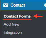 Select Contact Forms in WP dashboard menu